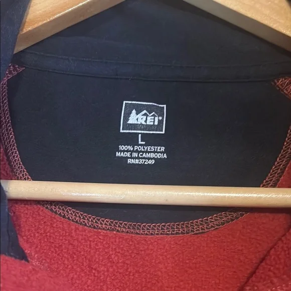 REI red-orange quarter zip fleece sweater - Picture 2 of 8